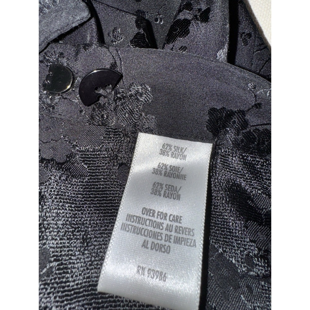 August Max Silk Blend Black Woman's Pants‎ 3X 3 Floral Jacquard Trousers - Picture 5 of 6